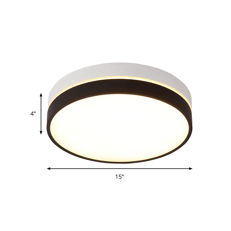 Lampe à encastrer à tambour noir : abat-jour en acrylique nordique, plafonnier LED pour salon