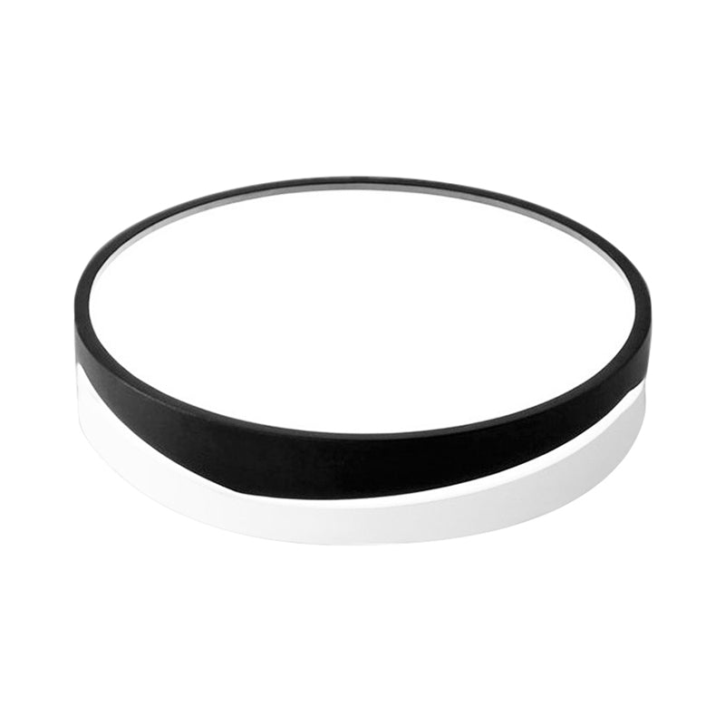 Nordic Drum Ceiling Mounted LED Flush Mount Light, 16"/19.5" Dia, with Acrylic Diffuser - Black/White Bedroom Ceiling Light