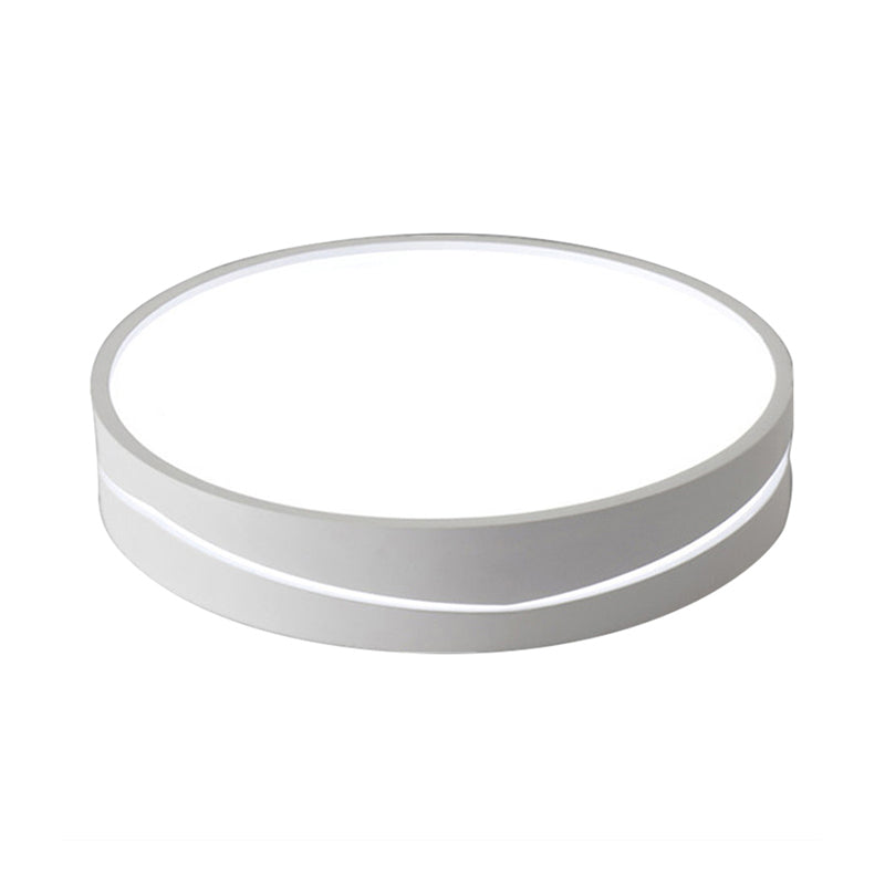 Nordic Drum Ceiling Mounted LED Flush Mount Light, 16"/19.5" Dia, with Acrylic Diffuser - Black/White Bedroom Ceiling Light