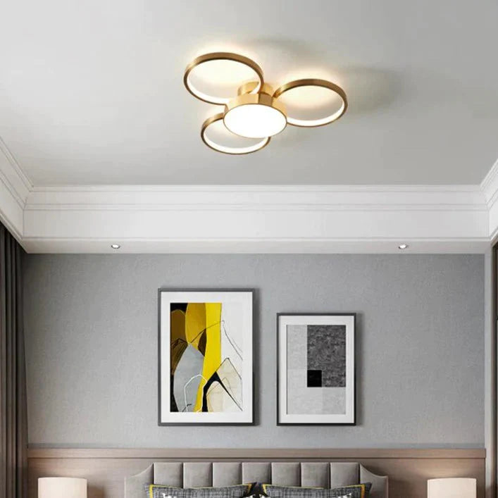 Lampe de chambre à coucher Jane en cuivre avec anneau et plafonnier à LED