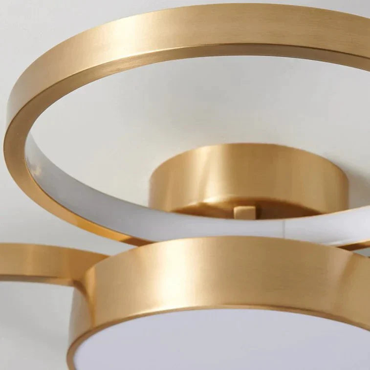 Lampe de chambre à coucher Jane en cuivre avec anneau et plafonnier à LED
