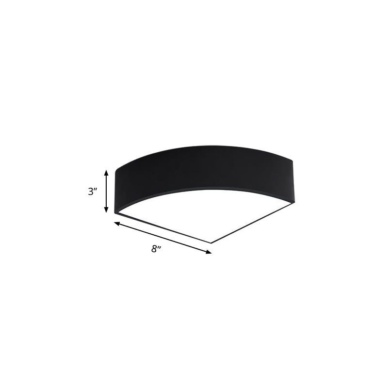Modern White/Black Sector Flush LED Ceiling Light - Metal Mount, 10"/12"/14" Wide