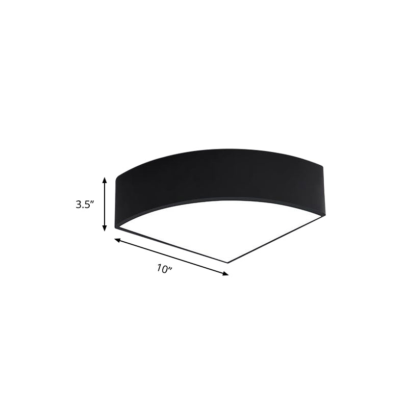 Modern White/Black Sector Flush LED Ceiling Light - Metal Mount, 10"/12"/14" Wide