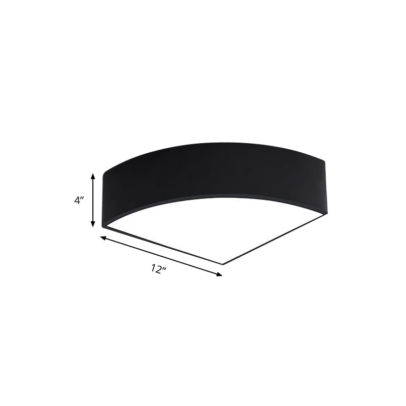 Modern White/Black Sector Flush LED Ceiling Light - Metal Mount, 10"/12"/14" Wide
