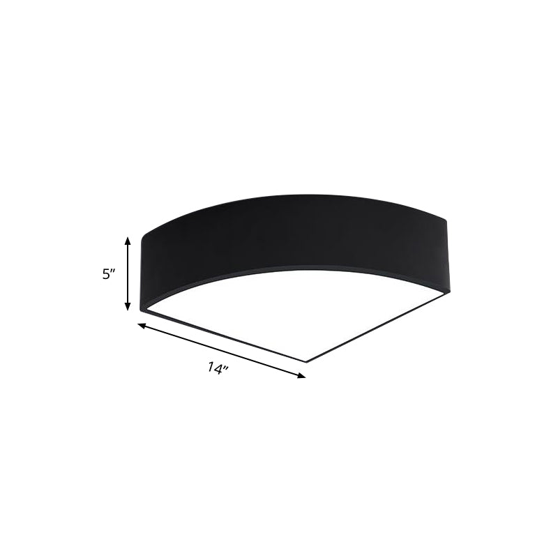 Modern White/Black Sector Flush LED Ceiling Light - Metal Mount, 10"/12"/14" Wide