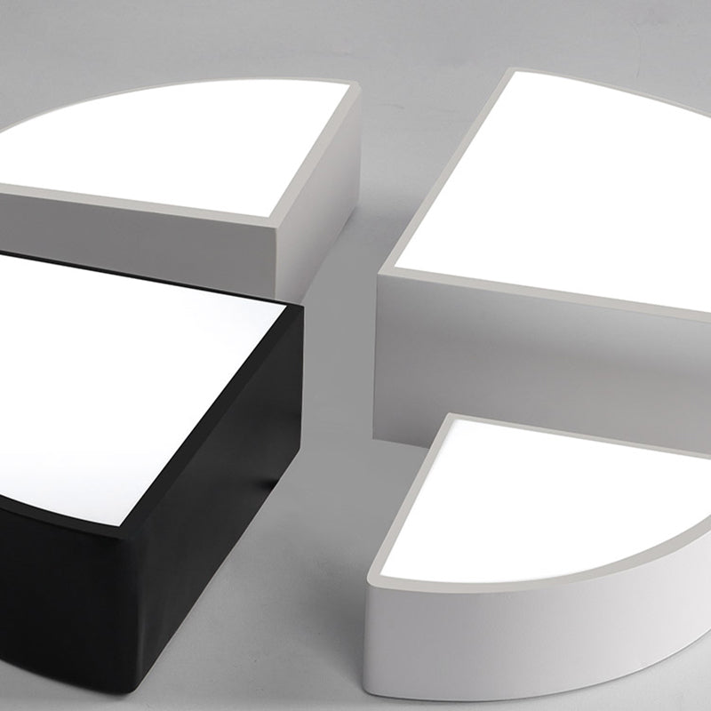 Modern White/Black Sector Flush LED Ceiling Light - Metal Mount, 10"/12"/14" Wide