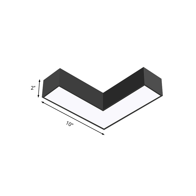 Modern Arrow Metal Flush Mount LED Ceiling Light - 10"/14" Wide (White/Black) for Office with Opaline Diffuser