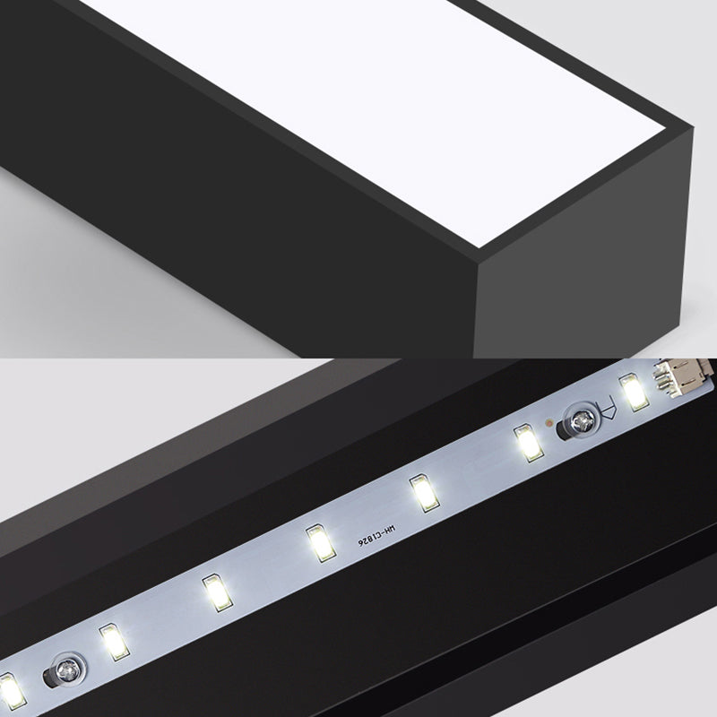 Modern Arrow Metal Flush Mount LED Ceiling Light - 10"/14" Wide (White/Black) for Office with Opaline Diffuser