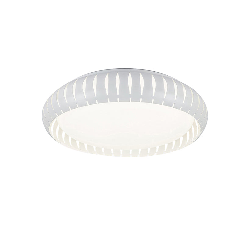 Simple Metal LED Ceiling Flush Mount Light, White/Black, with Hollow Shade for Living Room, 18.5"/22.5" Diameter
