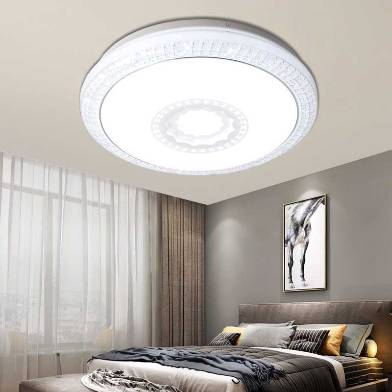 Contemporary LED Drum Flush Mount Lamp - Acrylic Diffuser in White/Pink/Blue - Ideal for Bedroom Ceiling - Warm/White Light - 16"/19.5" Dia
