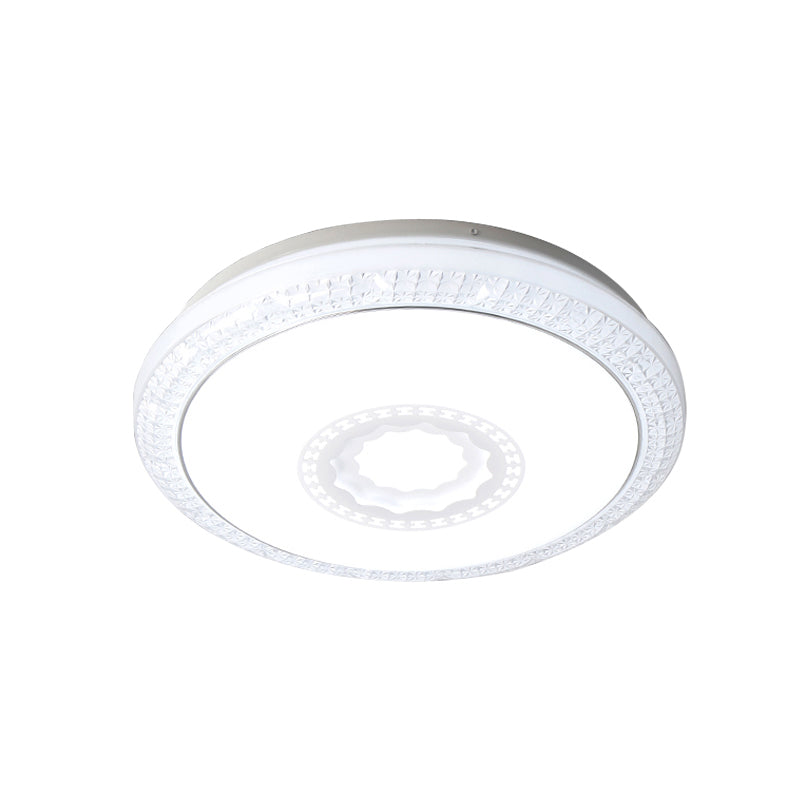 Contemporary LED Drum Flush Mount Lamp - Acrylic Diffuser in White/Pink/Blue - Ideal for Bedroom Ceiling - Warm/White Light - 16"/19.5" Dia