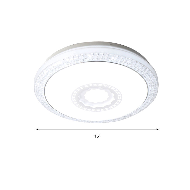 Contemporary LED Drum Flush Mount Lamp - Acrylic Diffuser in White/Pink/Blue - Ideal for Bedroom Ceiling - Warm/White Light - 16"/19.5" Dia