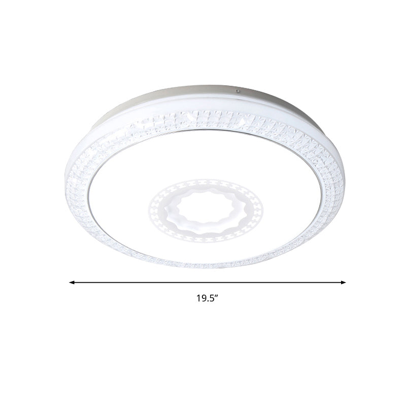Contemporary LED Drum Flush Mount Lamp - Acrylic Diffuser in White/Pink/Blue - Ideal for Bedroom Ceiling - Warm/White Light - 16"/19.5" Dia
