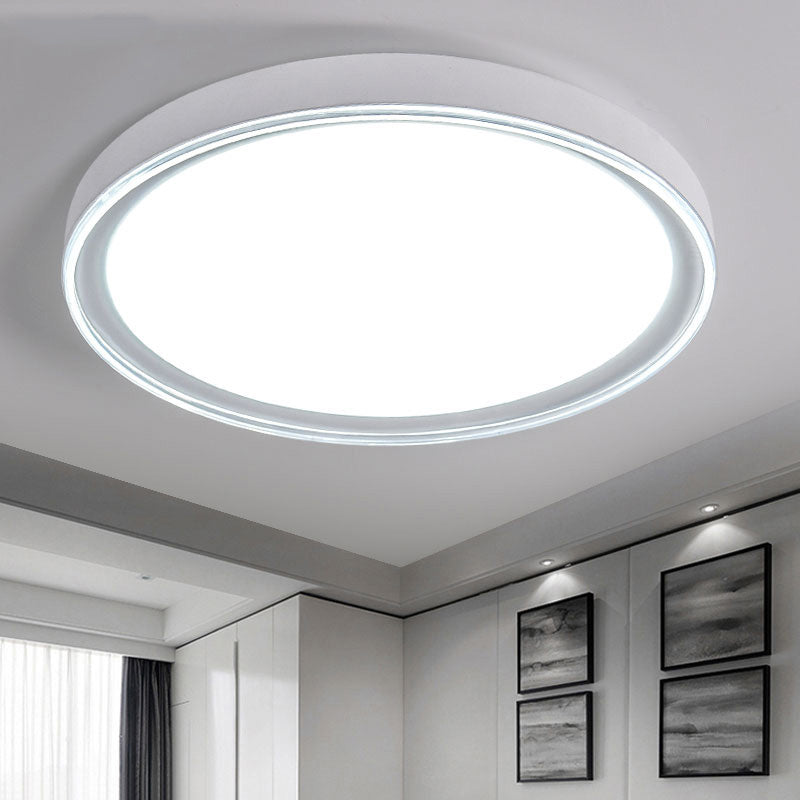 16"/19.5" Nordic Metal Round Flush Light with Acrylic Shade - White/Pink/Yellow LED Ceiling Fixture for Bedroom
