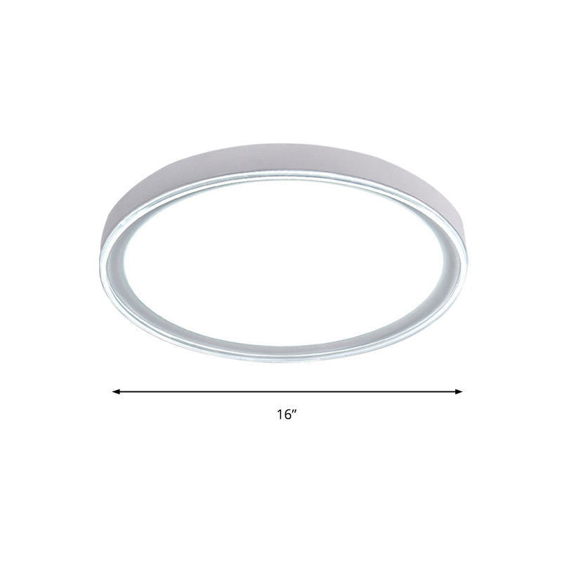 16"/19.5" Nordic Metal Round Flush Light with Acrylic Shade - White/Pink/Yellow LED Ceiling Fixture for Bedroom