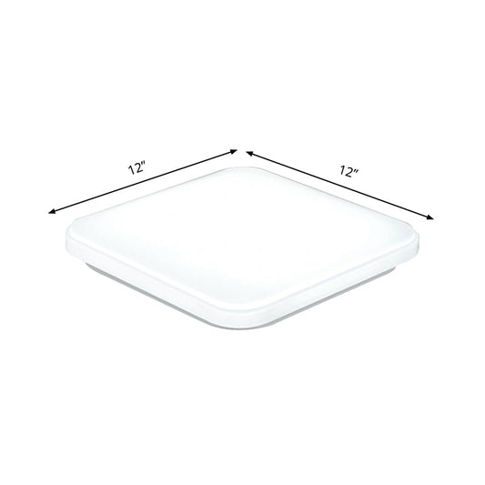 Nordic Led Ceiling Flush Mount Light - White Square Lamp With Acrylic Shade (12/15/18) For Bedroom