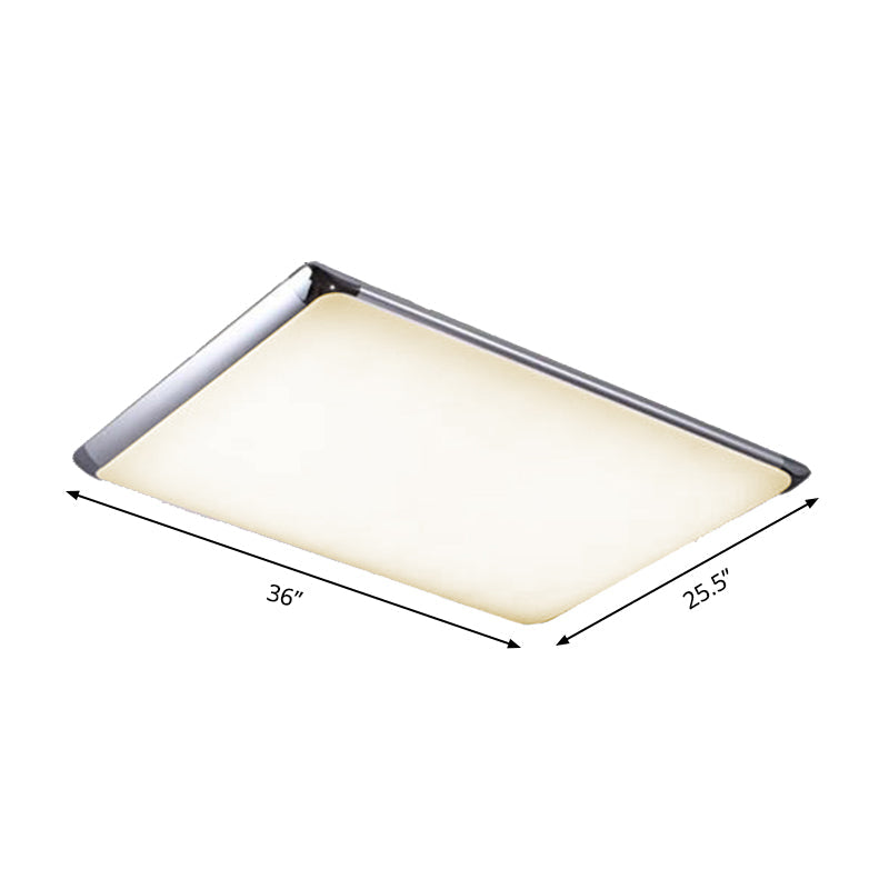 Modern Silver Flush Light with LED and Acrylic Shade for Living Room, 25.5"/36" Wide