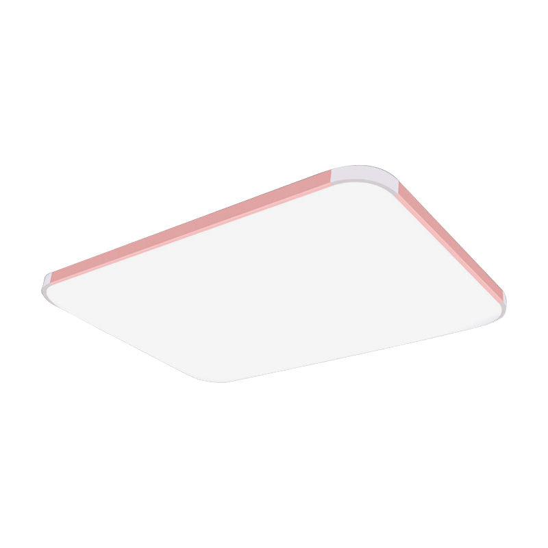 Geometric LED Flush Mount Lamp in Macaron Colors - 12"/15"/17" Wide