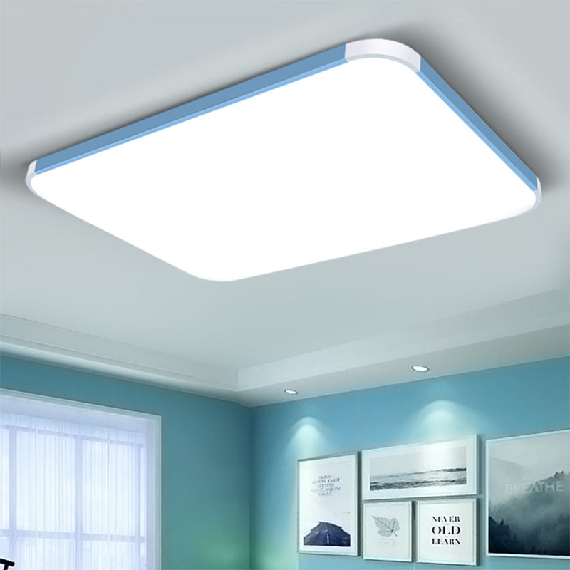 Geometric LED Flush Mount Lamp in Macaron Colors - 12"/15"/17" Wide