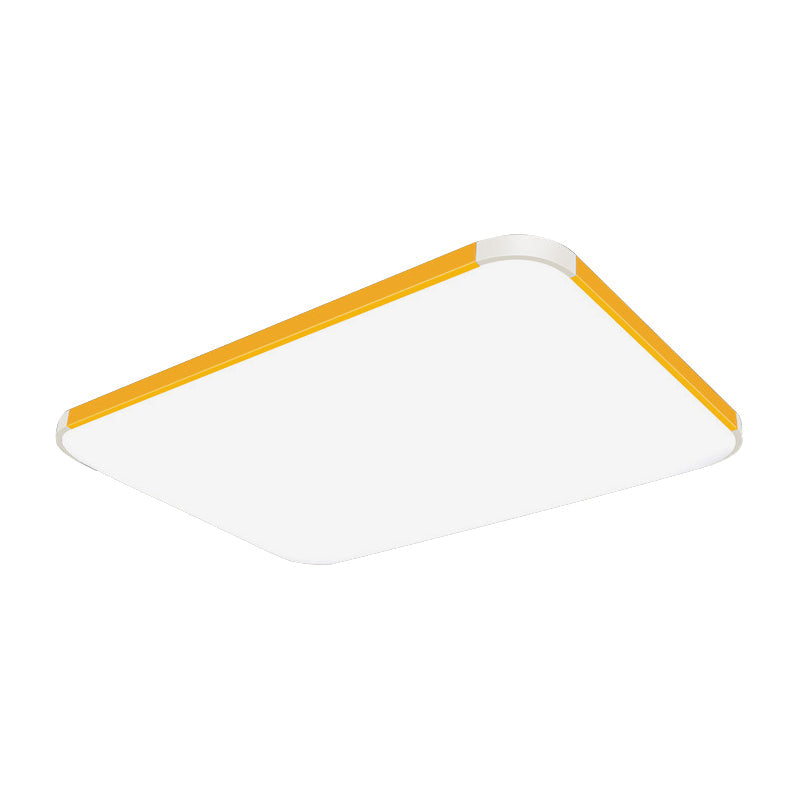 Geometric LED Flush Mount Lamp in Macaron Colors - 12"/15"/17" Wide