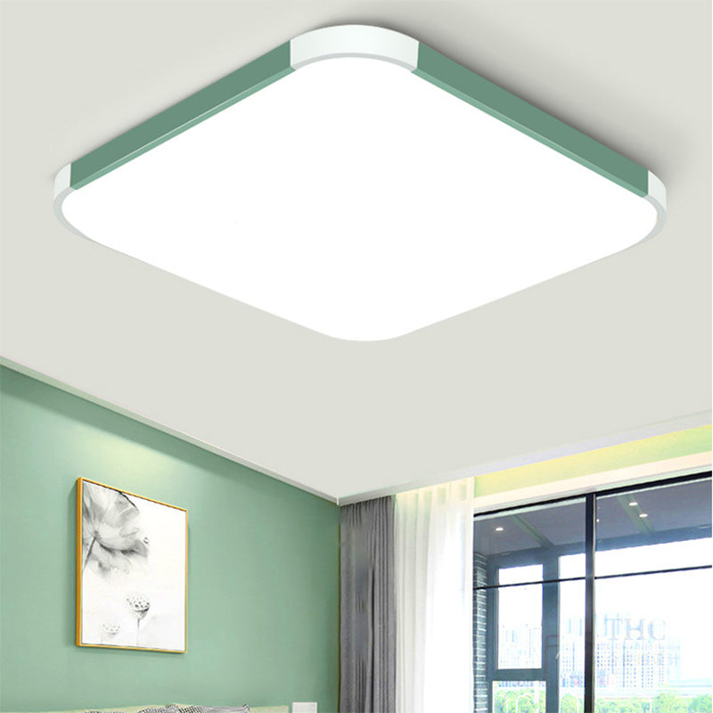 Geometric LED Flush Mount Lamp in Macaron Colors - 12"/15"/17" Wide
