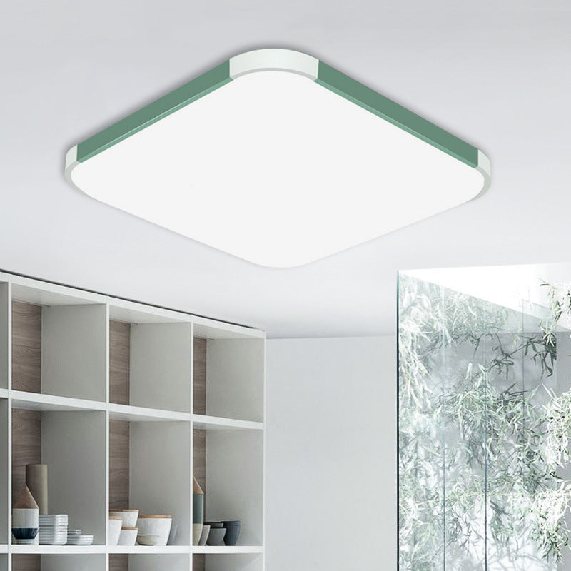Geometric LED Flush Mount Lamp in Macaron Colors - 12"/15"/17" Wide