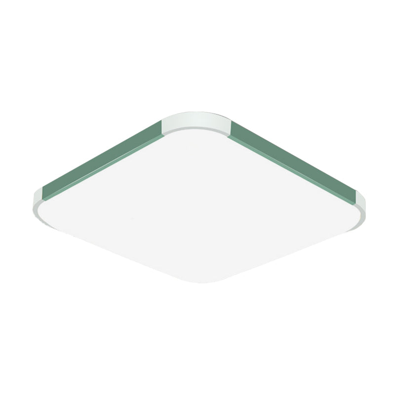 Geometric LED Flush Mount Lamp in Macaron Colors - 12"/15"/17" Wide