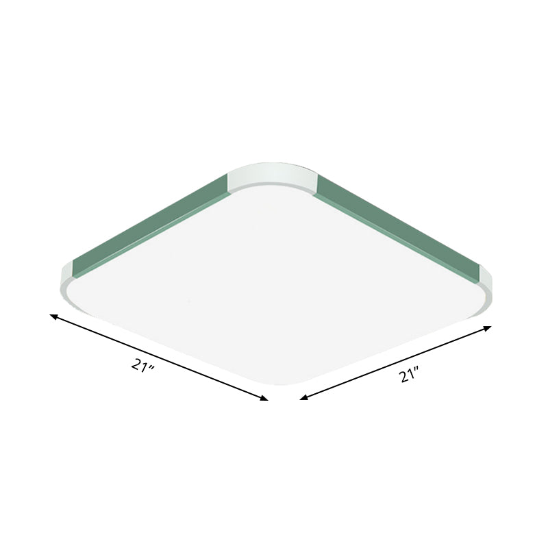 Geometric LED Flush Mount Lamp in Macaron Colors - 12"/15"/17" Wide