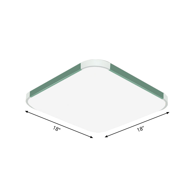 Geometric LED Flush Mount Lamp in Macaron Colors - 12"/15"/17" Wide