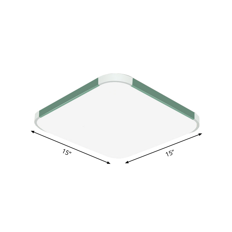 Geometric LED Flush Mount Lamp in Macaron Colors - 12"/15"/17" Wide