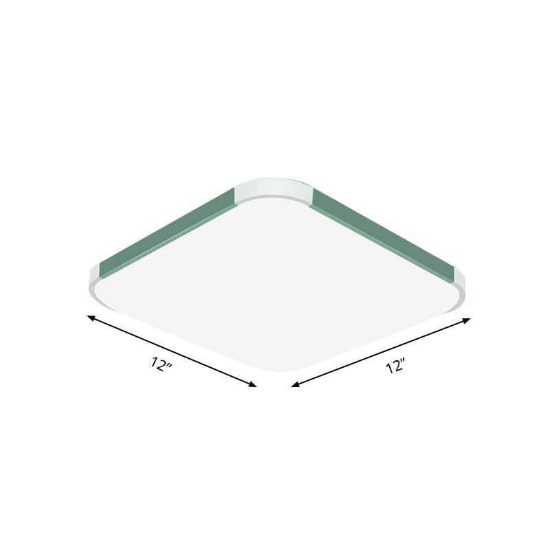 Geometric LED Flush Mount Lamp in Macaron Colors - 12"/15"/17" Wide