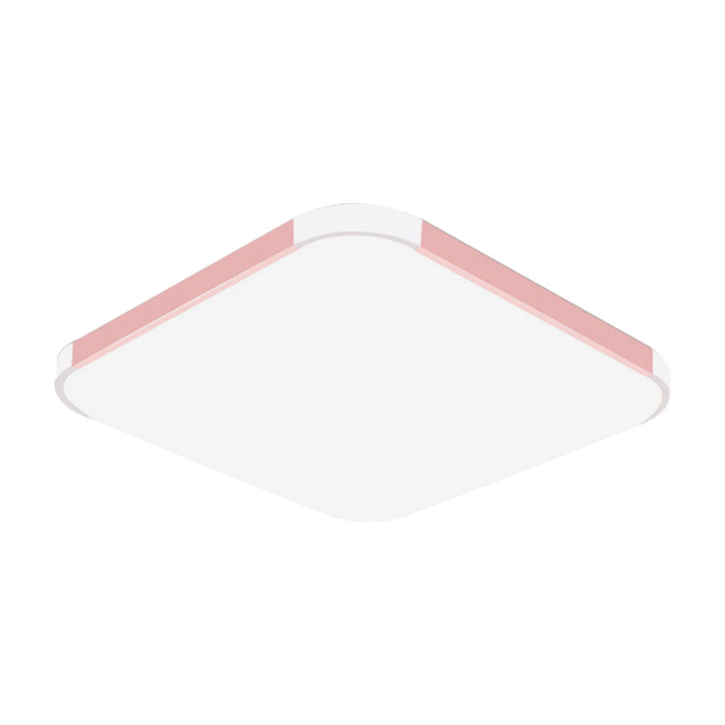 Geometric LED Flush Mount Lamp in Macaron Colors - 12"/15"/17" Wide