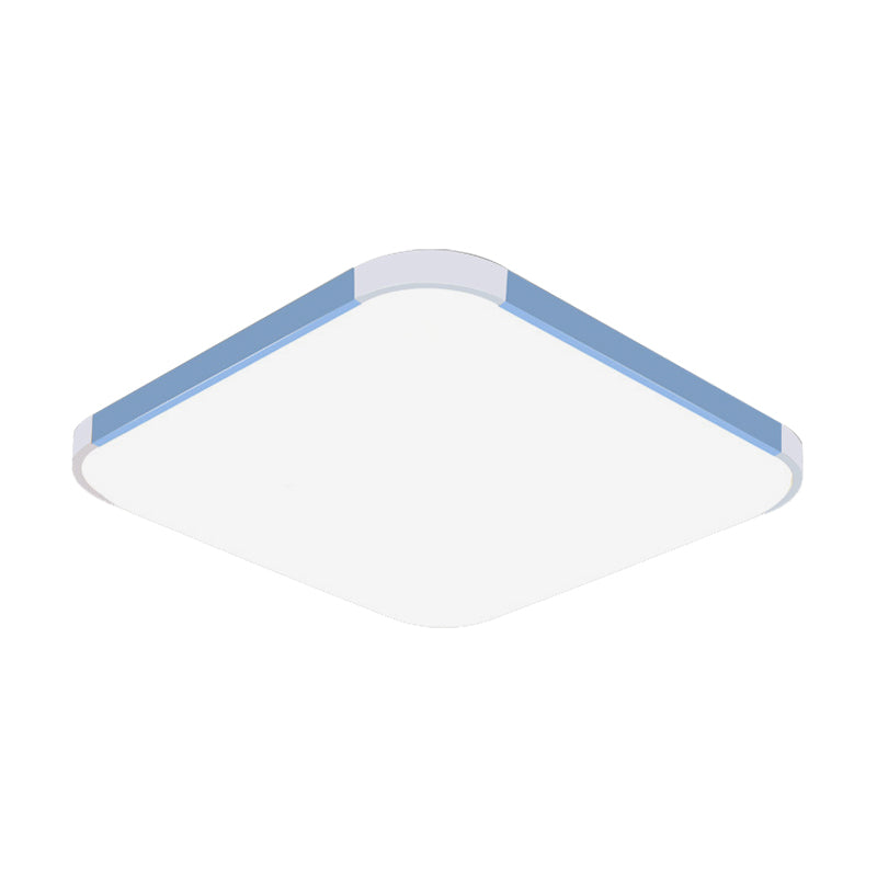 Geometric LED Flush Mount Lamp in Macaron Colors - 12"/15"/17" Wide