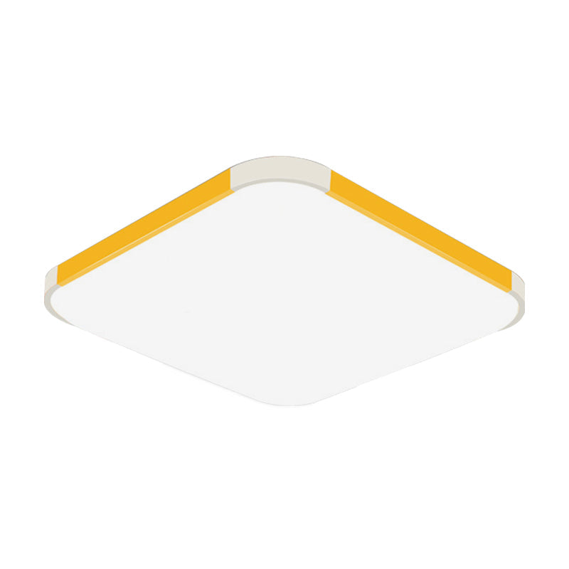 Geometric LED Flush Mount Lamp in Macaron Colors - 12"/15"/17" Wide