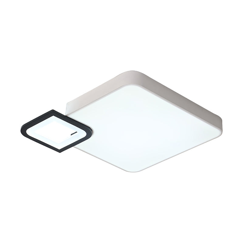 Modern Metal Flush Mount Ceiling Light for Living Room - White/Black, LED, Warm/White, 18"/21.5" Wide