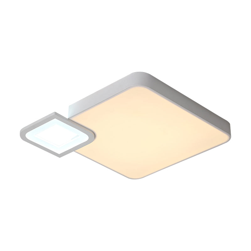 Modern Metal Flush Mount Ceiling Light for Living Room - White/Black, LED, Warm/White, 18"/21.5" Wide