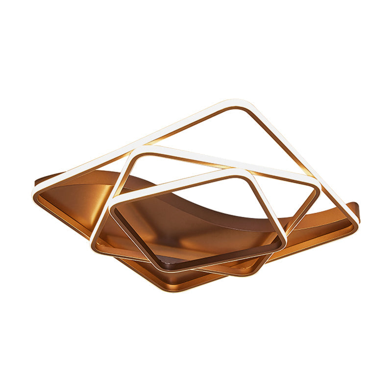 LED Bedroom Ceiling Lamp with Acrylic Shade: Warm/White Light, White/Brown Design