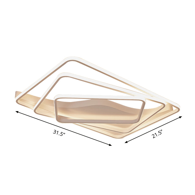 LED Bedroom Ceiling Lamp with Acrylic Shade: Warm/White Light, White/Brown Design