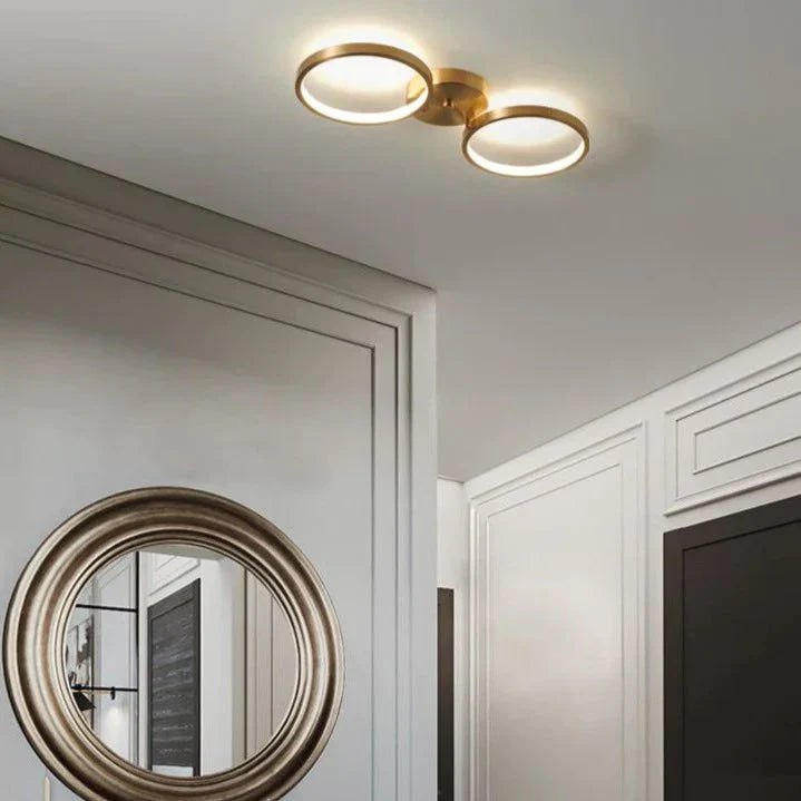 Lampe de chambre à coucher Jane en cuivre avec anneau et plafonnier à LED