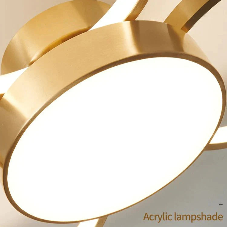 Lampe de chambre à coucher Jane en cuivre avec anneau et plafonnier à LED