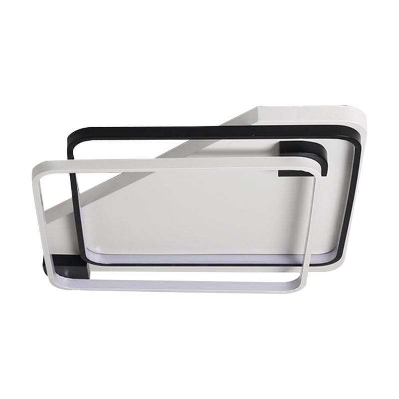 Modern LED Black/White Acrylic Rectangular Ceiling Light - 18"/22"/27.5" Wide - Warm/White Light - Flushmount