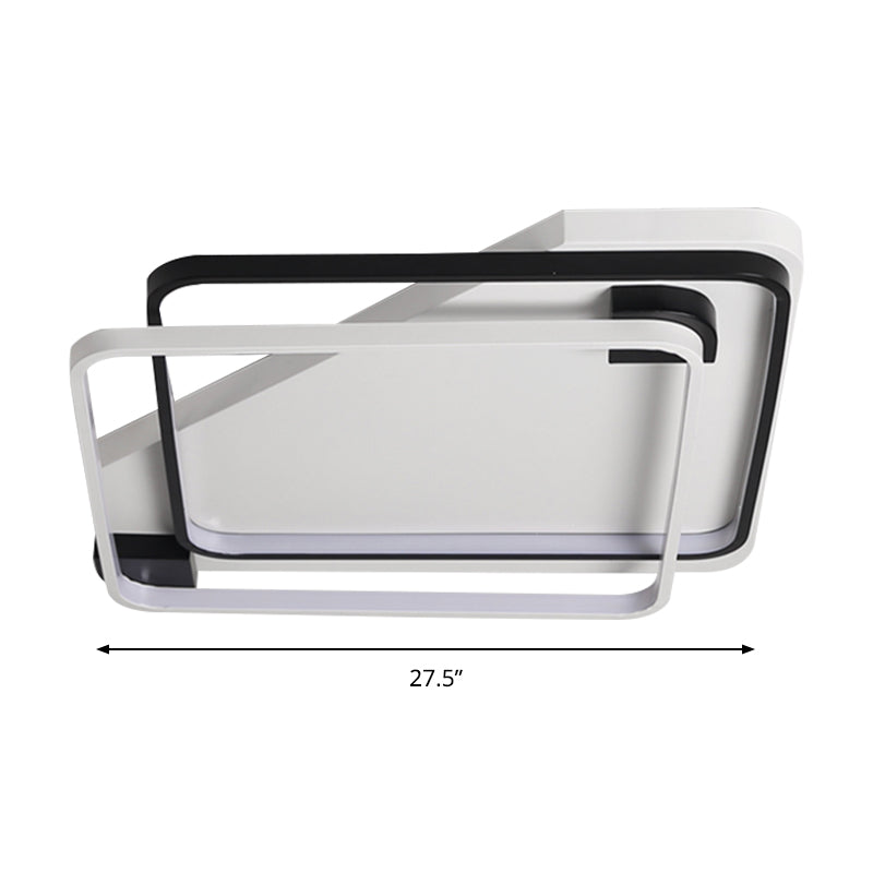 Modern LED Black/White Acrylic Rectangular Ceiling Light - 18"/22"/27.5" Wide - Warm/White Light - Flushmount