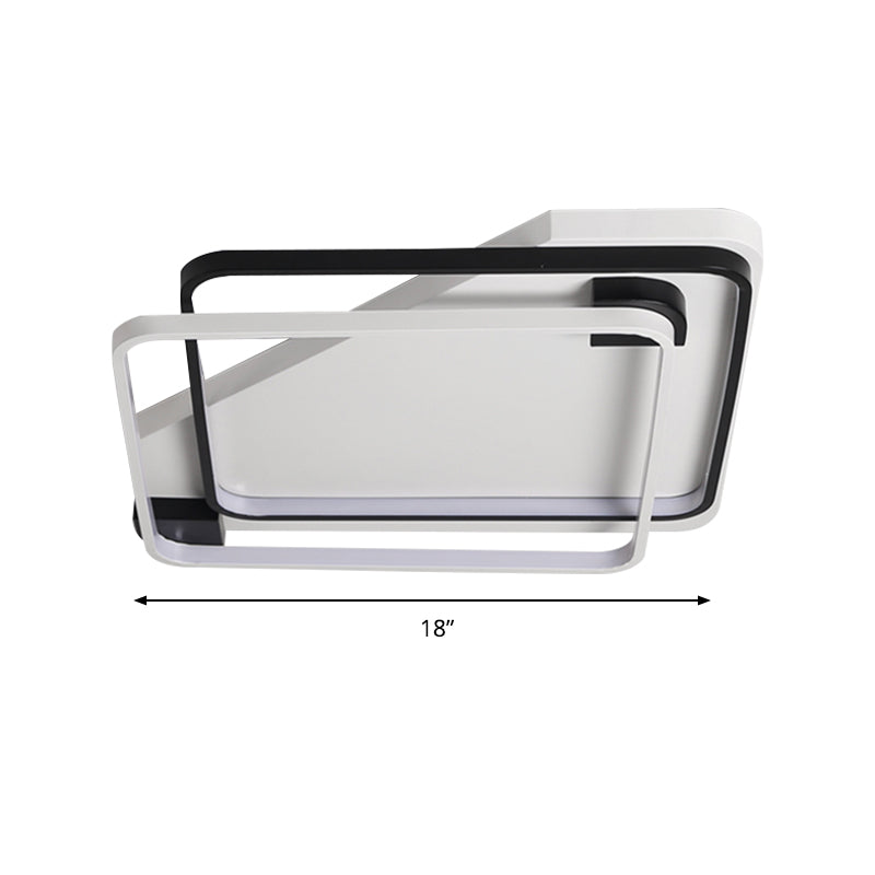 Modern LED Black/White Acrylic Rectangular Ceiling Light - 18"/22"/27.5" Wide - Warm/White Light - Flushmount