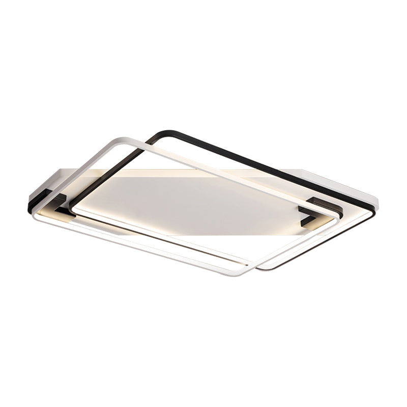 Modern LED Black/White Acrylic Rectangular Ceiling Light - 18"/22"/27.5" Wide - Warm/White Light - Flushmount