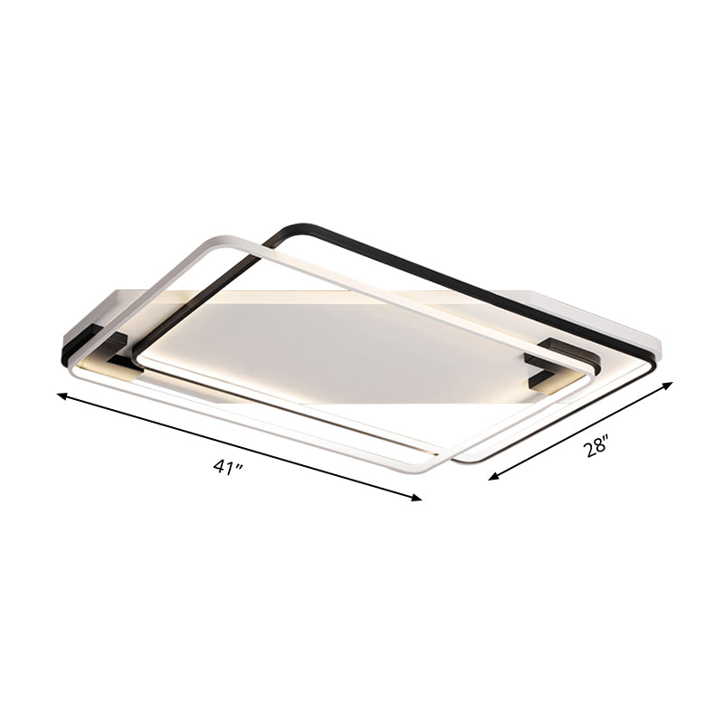 Modern LED Black/White Acrylic Rectangular Ceiling Light - 18"/22"/27.5" Wide - Warm/White Light - Flushmount