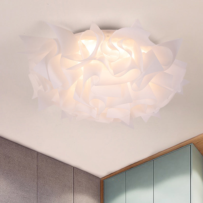 Nordic Flush Mount LED Light with Twist Acrylic Shade for Bedroom in White/Brown - 3 Gear Ceiling Mount