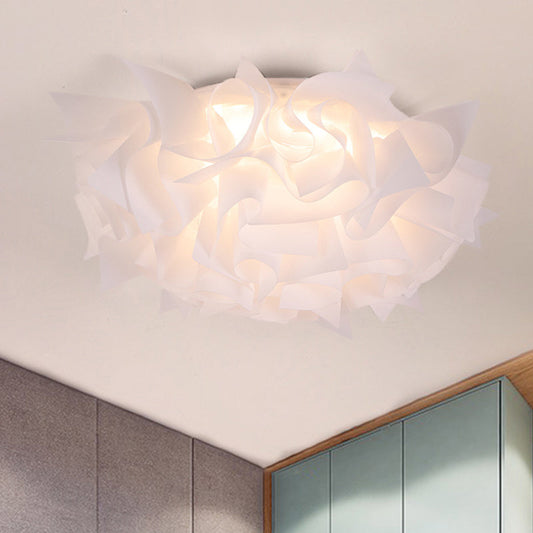 Nordic Flush Mount LED Light with Twist Acrylic Shade for Bedroom in White/Brown - 3 Gear Ceiling Mount