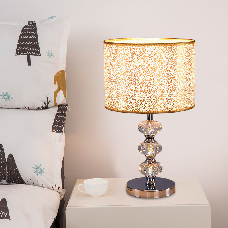 Barrel Nightstand Lighting - 1-Light Reading Lamp In Black/Silver/Gold Traditional Design With