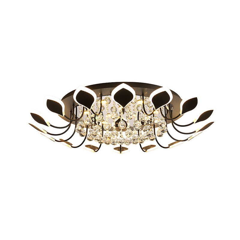 Leaf Acrylic Shade Sputnik Flush Mount Ceiling Light - Modern 8/10/12 Lights - White/Black - Bedroom Fixture in White/Warm