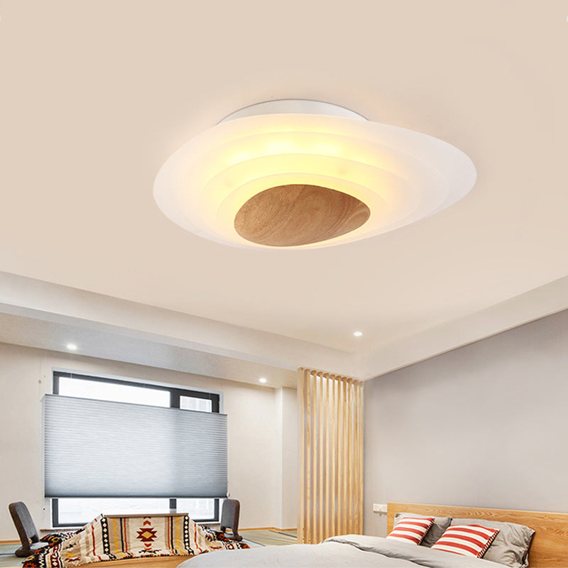 Nordic Planet Flush Mount Acrylic White LED Ceiling Fixture for Bedroom in Warm/White, 18"/23.5" Wide